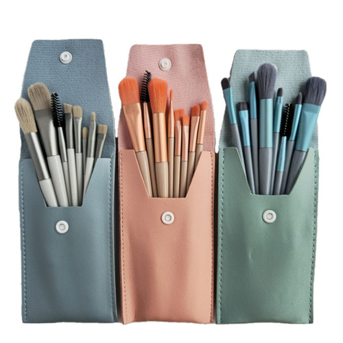 ست براش 8 تیکه کیفی مناسب میکاپ حرفه ای آبی و صورتی